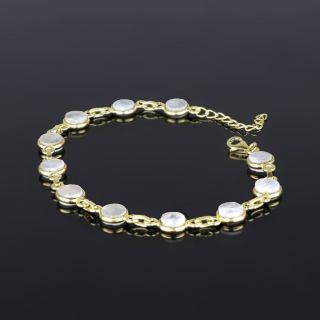 925 Sterling Silver  bracelet gold plated with Rainbow Moonstone - 