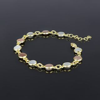 925 Sterling Silver  bracelet gold plated with Rainbow Moonstone and Peach Moonstone - 