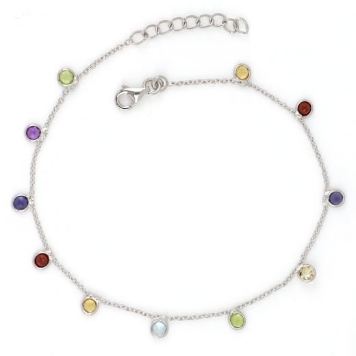 925 Sterling Silver  bracelet rhodium plated with SEMI-PRECIOUS Stones
