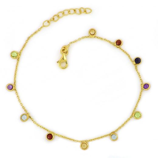 925 Sterling Silver  bracelet gold plated with SEMI-PRECIOUS Stones