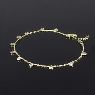 925 Sterling Silver  bracelet gold plated with round Semi-precious stones - 