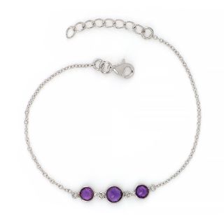 925 Sterling Silver bracelet rhodium plated with dark Amethyst 925 Sterling Silver bracelet rhodium plated with dark Amethyst