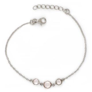 925 Sterling Silver  bracelet rhodium plated with Rose Chalcedony 925 Sterling Silver  bracelet rhodium plated with Rose Chalcedony