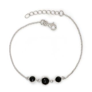 925 Sterling Silver  bracelet rhodium plated with Black Spinel 925 Sterling Silver  bracelet rhodium plated with Black Spinel