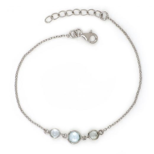 925 Sterling Silver  bracelet rhodium plated with Blue Topaz