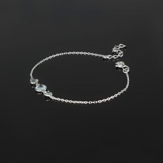 925 Sterling Silver  bracelet rhodium plated with Blue Topaz - 