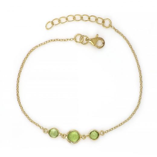 925 Sterling Silver  bracelet gold plated with Peridot