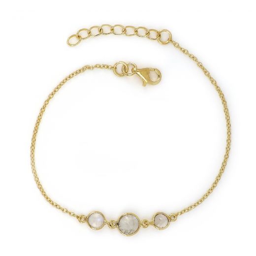 925 Sterling Silver  bracelet gold plated with Moonstone