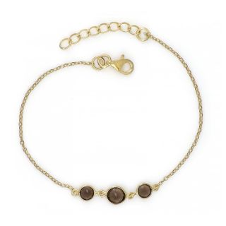 925 Sterling Silver  bracelet gold plated with Smoky 925 Sterling Silver  bracelet gold plated with Smoky