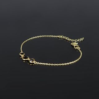 925 Sterling Silver  bracelet gold plated with Smoky - 