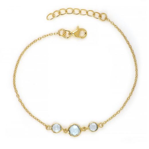 925 Sterling Silver  bracelet gold plated with Blue Topaz