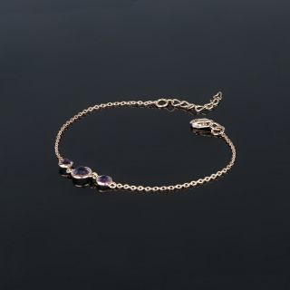 925 Sterling Silver  bracelet gold plated with Amethyst - 