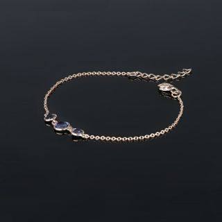 925 Sterling Silver  bracelet rose gold plated with Lolite - 