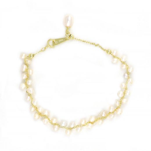 925 Sterling Silver  bracelet gold plated with Pearl