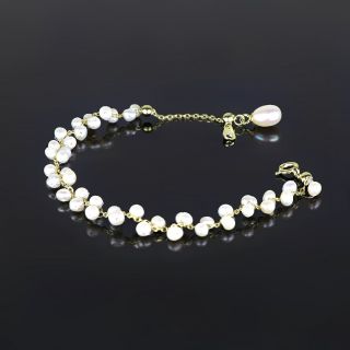 925 Sterling Silver  bracelet gold plated with Pearl - 
