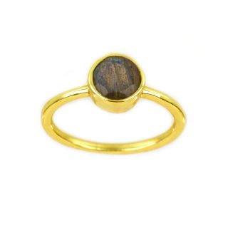 925 Sterling Silver  ring gold plated with round Labradorite 925 Sterling Silver  ring gold plated with round Labradorite