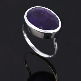 925 Sterling Silver ring rhodium plated with Amethyst - 