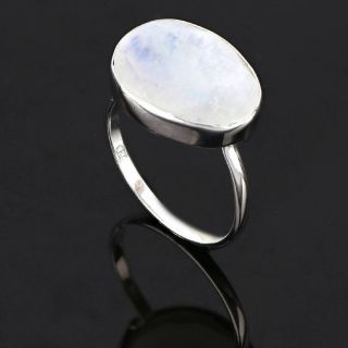 925 Sterling Silver ring rhodium plated with Rainbow Moonstone - 