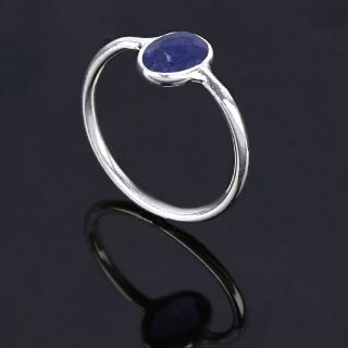 925 Sterling Silver ring rhodium plated with oval Sodalite - 