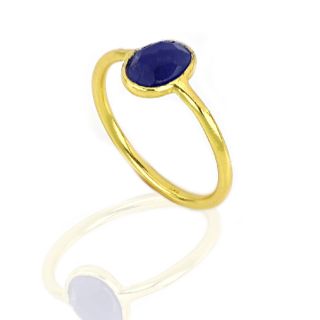 925 Sterling Silver ring gold plated with oval Sodalite - 