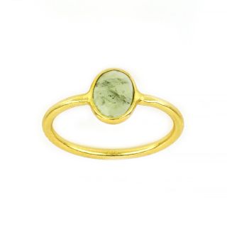 925 Sterling Silver ring gold plated with oval Peridot (9x7mm)