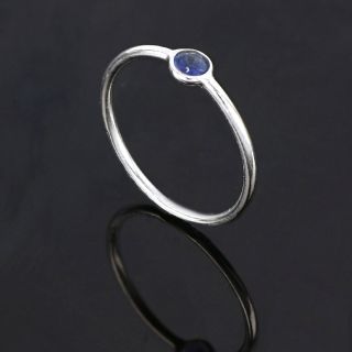 925 Sterling Silver ring rhodium plated with round Kyanite - 