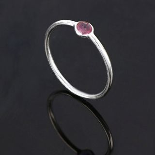925 Sterling Silver ring rhodium plated with round Tourmaline - 