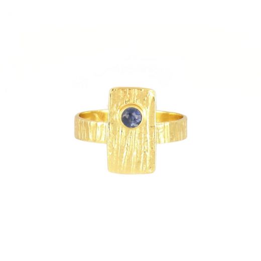 925 Sterling Silver ring gold plated with round Kyanite DA11028-31