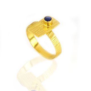 925 Sterling Silver ring gold plated with round Kyanite DA11028-31 - 