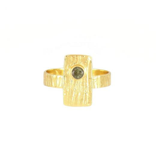 925 Sterling Silver ring gold plated with round Tourmaline DA11028-31