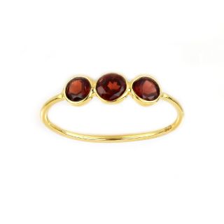 925 Sterling Silver ring gold plated with three round stones of Garnet