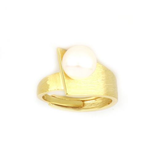925 Sterling Silver ring gold plated with  fresh water Pearls DA11046