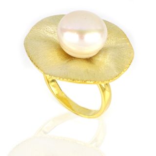 925 Sterling Silver ring gold plated with fresh water Pearls DA11047 - 