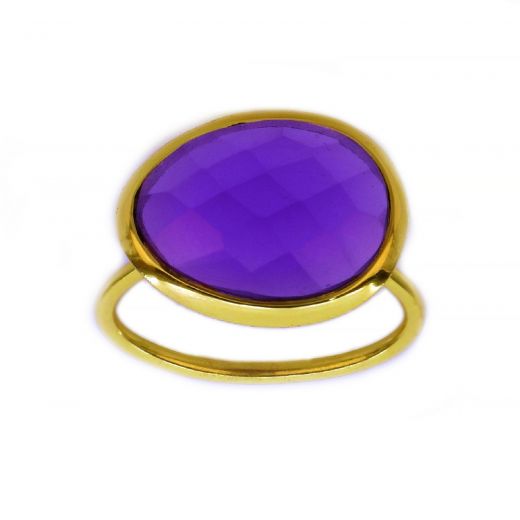 925 Sterling Silver ring gold plated with  Amethyst DA11071-01