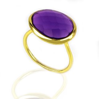 925 Sterling Silver ring gold plated with  Amethyst DA11071-01 - 