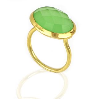 925 Sterling Silver ring gold plated with Prehnite DA11071-18 - 