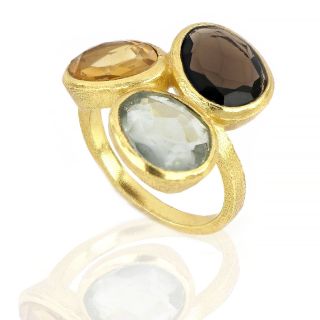 925 Sterling Silver ring gold plated with - 