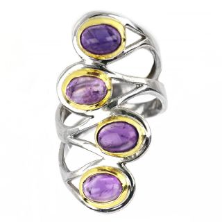 925 Sterling Silver ring with ruthenium and four amethyst stones