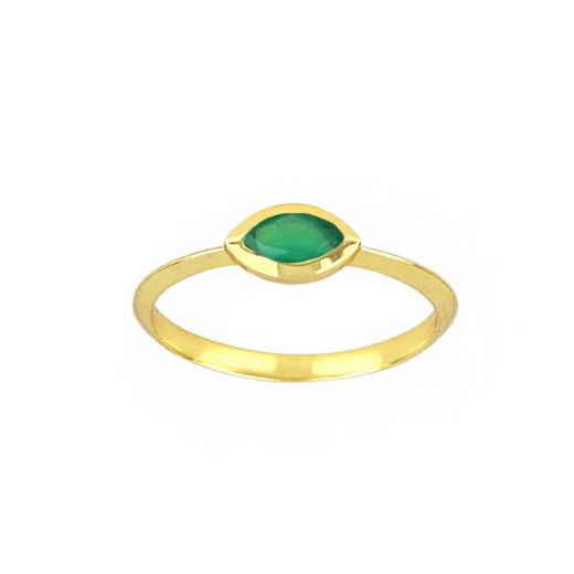 Handmade silver ring gold-plated with green onyx stone