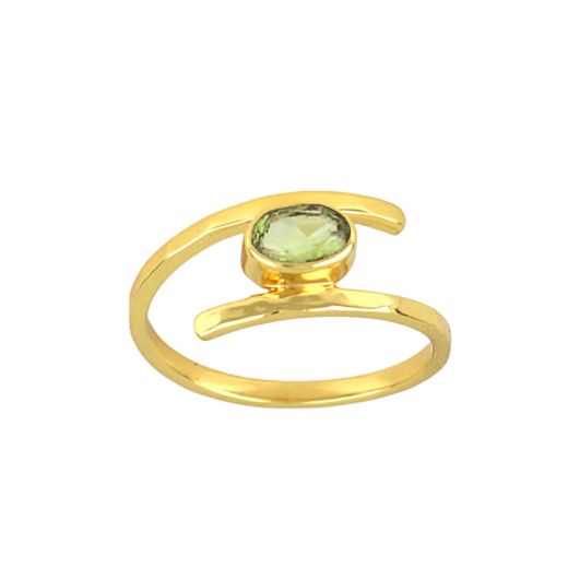 Handmade silver ring gold plated with peridot stone.