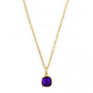 925 Sterling Silver necklace gold plated with square Amethyst 925 Sterling Silver necklace gold plated with square Amethyst