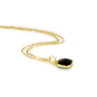 925 Sterling Silver necklace gold plated with square Black Onyx - 