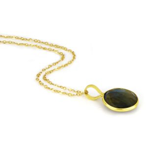 925 Sterling Silver necklace gold plated with round Labradorite - 