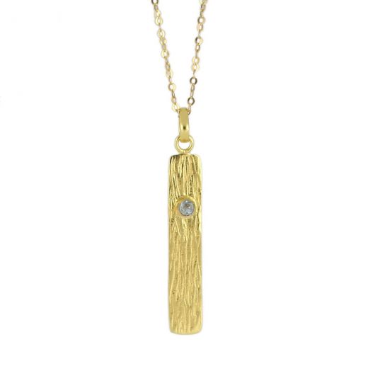 925 Sterling Silver necklace gold plated with round Blue Topaz