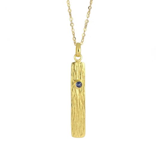 925 Sterling Silver necklace gold plated with round Kyanite