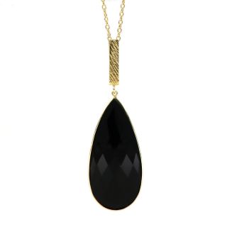 925 Sterling Silver necklace gold plated with Black Onyx in the form of a drop 925 Sterling Silver necklace gold plated with Black Onyx in the form of a drop
