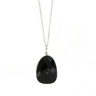 925 Sterling Silver necklace rhodium plated with Black Onyx 925 Sterling Silver necklace rhodium plated with Black Onyx