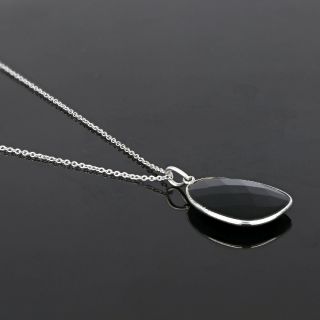 925 Sterling Silver necklace rhodium plated with Black Onyx - 