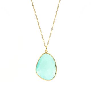 925 Sterling Silver necklace gold plated with Aqua Chalcedony 925 Sterling Silver necklace gold plated with Aqua Chalcedony