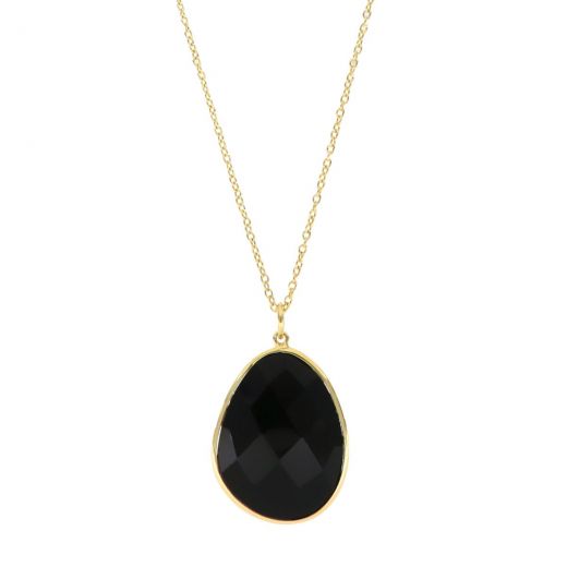 925 Sterling Silver necklace gold plated with Black Onyx